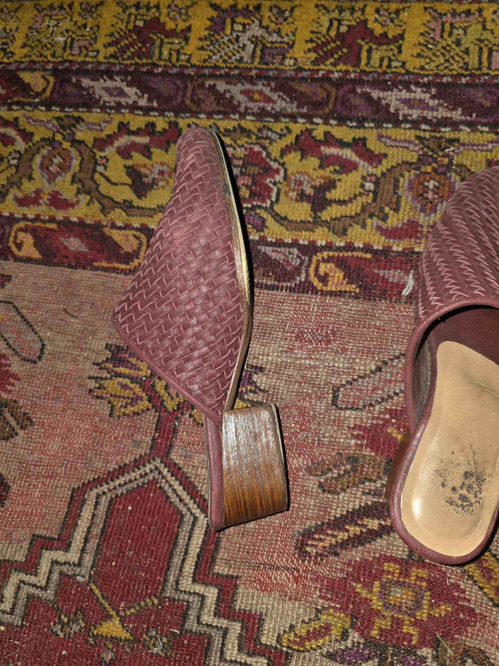 Women's Woven Slip-On Mule in Burgundy - Picture 2 of 3